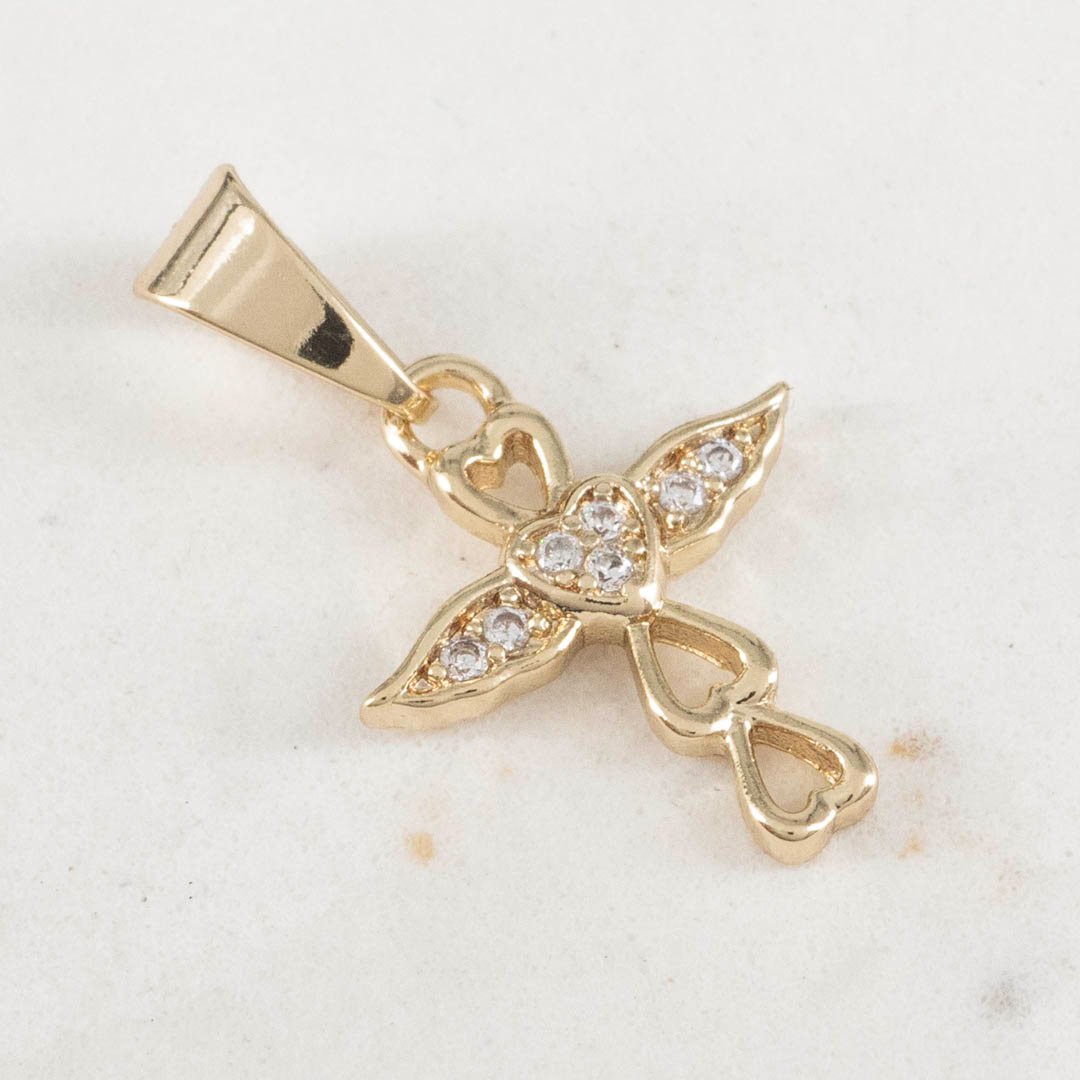 DIJE CRUZ DE CORAZONES CIRCONES DIJE CRUZ DE CORAZONES CIRCONES