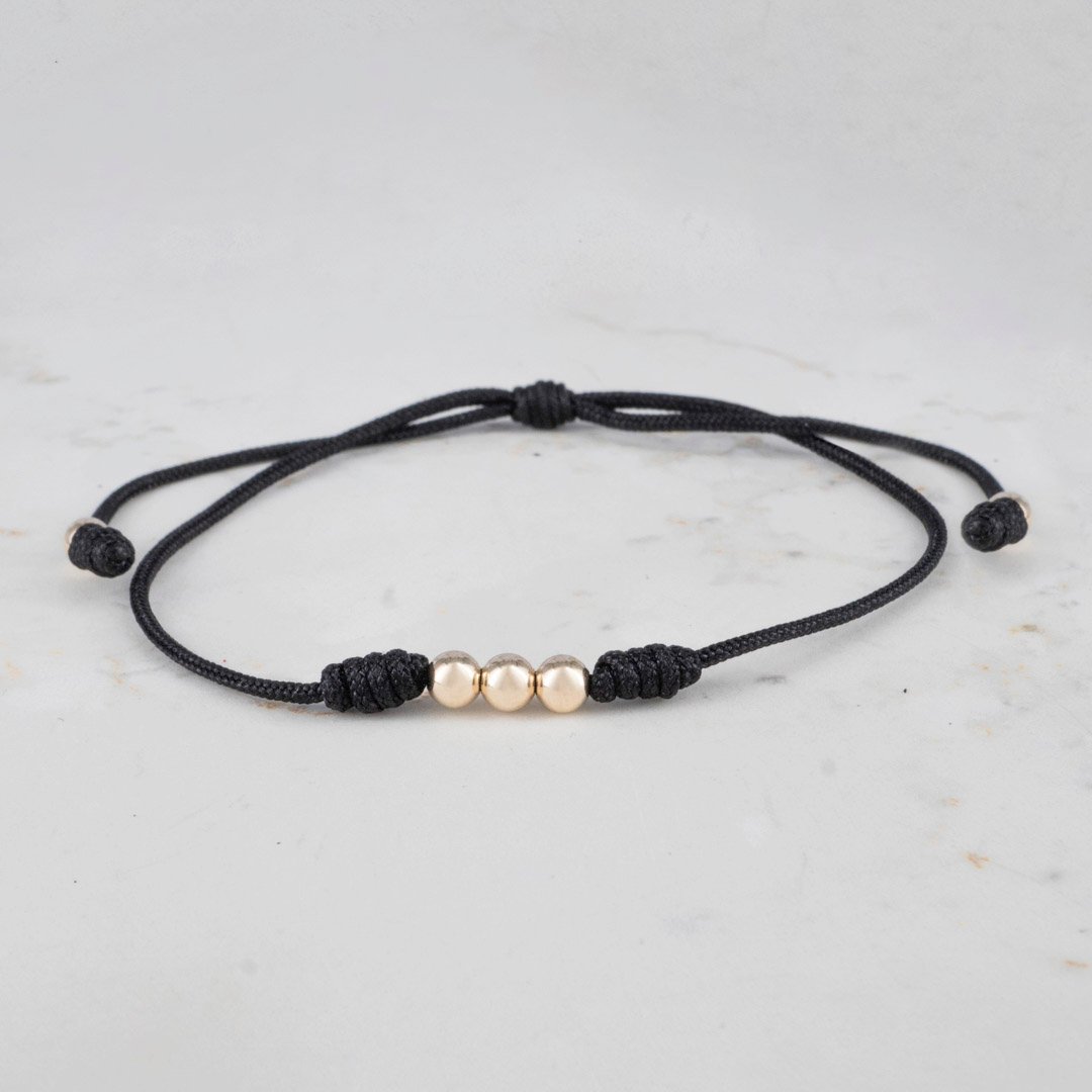 PULSERA TEJIDA LISA 3 BALINES 4MM PULSERA TEJIDA LISA 3 BALINES 4MM