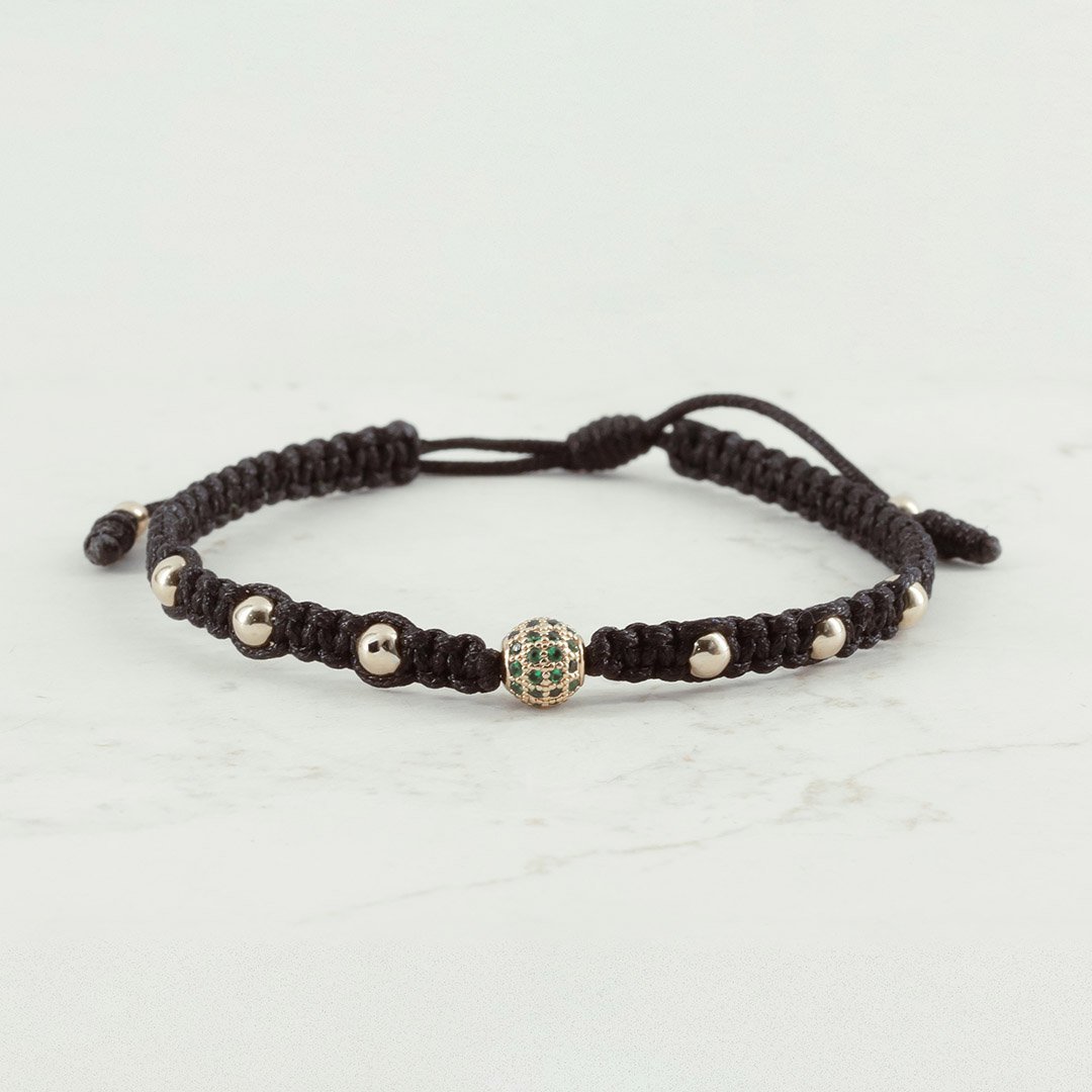 PULSERA BOLA DE FUEGO ESMERALDA 4MM NEGRO PULSERA BOLA DE FUEGO ESMERALDA 4MM NEGRO