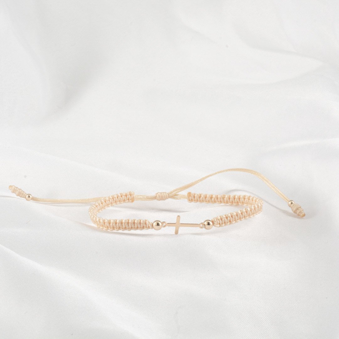 PULSERA CRUZ BALIN LISO 4MM CAFE PULSERA CRUZ BALIN LISO 4MM CAFE